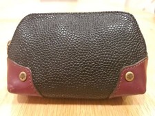 Mulberry Black & Tan Scotch Leather Makeup Bag. Vintage.