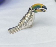 Saturno Silver Toucan  With Enamel Painted Beak And Eyes