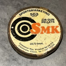 Vintage SMK Sportsmarketing .22 cal Air Pellets Original tin full of pellets 