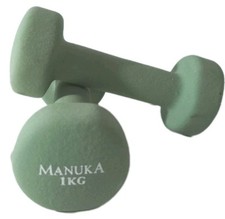 Manuka Lifting Wt Dumbbells Weight 2x 1Kg Colour: Green Size: L14.5 H5.5cm VGC