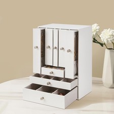 Large Leather Surface And Velvet Iining Jewelry Storage Box With Multi-Drawers