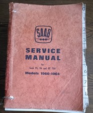 Vintage SAAB 95, 96 and GT 750 Car Service Manual (Models 1960-1964) RARE