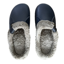 Mule Slipper Grey Men's Clogs Sz UK 8/9 EU 42/43 Warm Faux Fur Lined Memory Foam