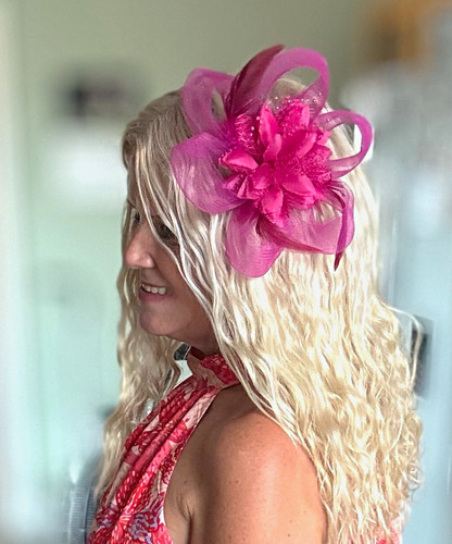 Women pink flower feather - women’s,