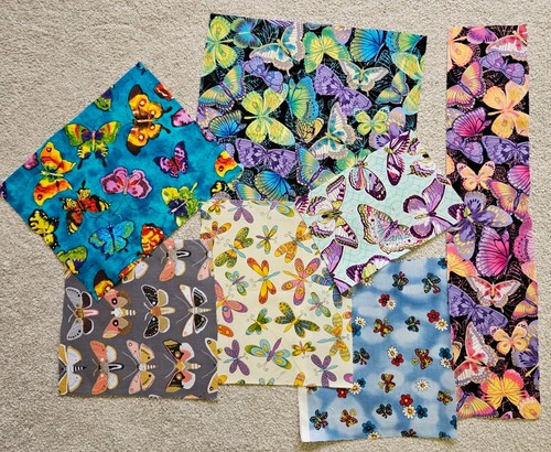 Butterfly fabric remnants - fabric, /