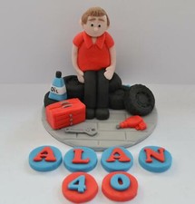 Handmade Edible Mechanic, Tyre Fitter, Cake Topper decoration, Birthday