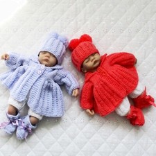 Easy Dolls clothes knitting pattern 10 inch baby Doll Prem Baby matinee Jacket