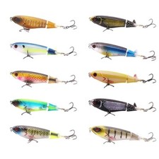 Whopper Plopper Topwater Floating Fishing Lures Rotating Tail for Bass Pike 5pcs