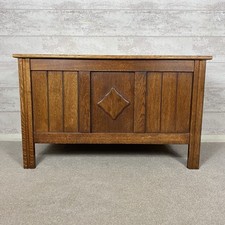 Quality Vintage Solid Veneer Wood Hinge Lid Blanket Box Chest Trunk Coffee Table