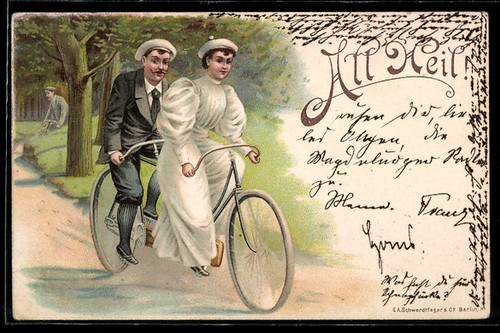 Lithograph couple riding - of, a