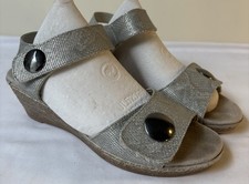 Pavers Ladies Silver Easy Fasten Wedge Sandals Guc Sz 37/4