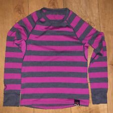 Isobaa Stripe Thermal Merino wool Blend Base layer Top Pink 7-8 Years Ski Girls