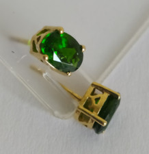 STERLING SILVER GILDED RUSSIAN DIOPSIDE STUD EARRINGS-  NEW