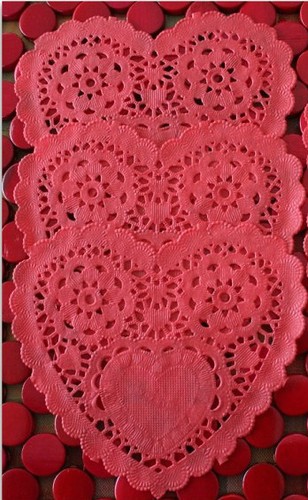 Red paper doilies - red,