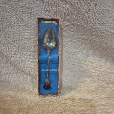 Exquisite Silver Plated Scottish Amethyst Thistle Spoon with Original Box