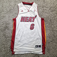 Miami Heat Jersey Mens Medium Lebron James 6 adidas NBA White