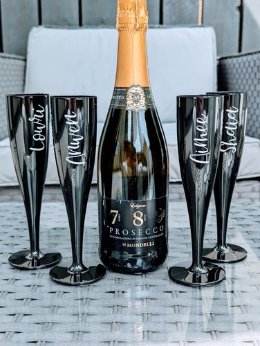 Black plastic champagne flutes - plastic,