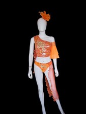 Orange Freestyle Lyrical Slow Dance Costume Suit Size 6 8 Custom Made