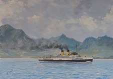 A Regal Lady. Greetings Card. The famous Clyde Steamer T.S. Queen Mary Off Arran