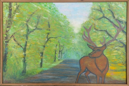 Oil painting stag deer - oil,