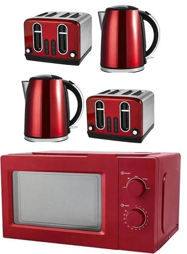 Kettle toaster microwave red - toaster,