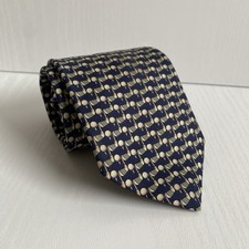 M&S Pure Silk Navy Green Golf Club Tee Sports Mens Classic Tie