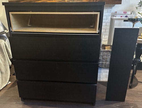 Malm black oak chest - , of
