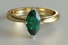 1.25ct Lab-Created Green Emerald Engagement Ring Solitaire Yellow Gold Plated