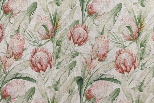 Protea floral thistle - thistle, linen