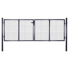 Mesh garden Gate Galvanised Steel Grey Patio Fencing Door Multi Sizes vidaXL