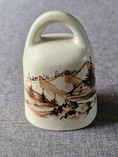 Vintage Ceramic Cow Bell Depicting Bearn France Scene 8.5cm Tall 