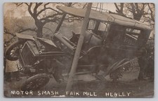 RPPC Motor Car Crash Wreckage Fair Mile Henley Edwardian Automobile Smash