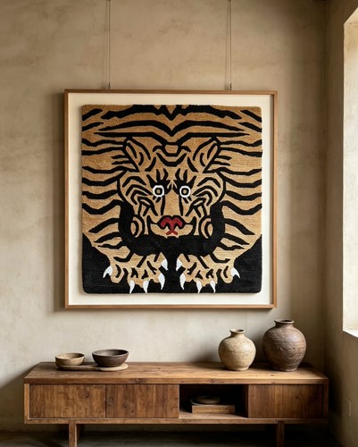 Handmade tibetan tiger carpet - tibetan,