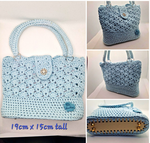 Light blue crochet grab handle - light,
