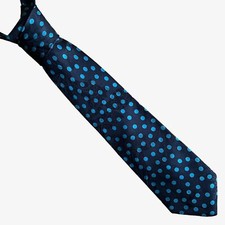 Vintage 90s Stefano Ricci For Battaglia Polka Dot Geometric Print Navy Silk Tie