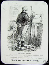 Glass Magic Lantern Slide ADOPT VOLUNTARY RATIONS C1890 BOER WAR CARTOON