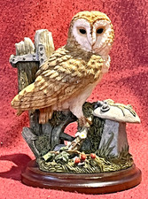 Vintage Country Artists Barn Owl with Straddle Stone 4"  01213 1998 Excellent