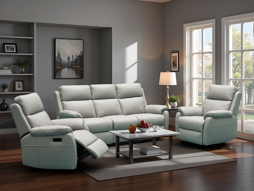 Grey italian leather seater - leather,