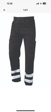 MENS VISION CLOTHING WORKWEAR NAVY BLUE HI VIZ REFLECTIVE CARGO TROUSERS SIZE42R