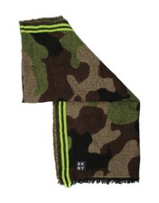 DKNY Womens Rectangle Scarf One Size Khaki Camouflage Acrylic B301