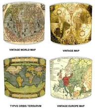 Vintage World Maps Lampshades Matches Retro Maps Wall Murals & Cushion Covers.