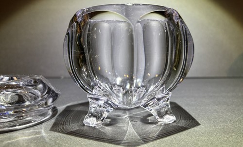 Chippendale glass trinket pot - glass,