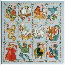 TWELVE 12 DAYS OF CHRISTMAS Motifs 14ct Counted Cross Stitch Chart Pattern Only