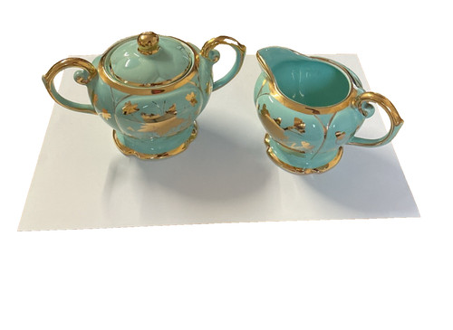 Arthur wood aqua gold lidded - wood,