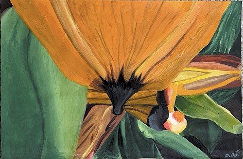 Original oil painting orange - original,