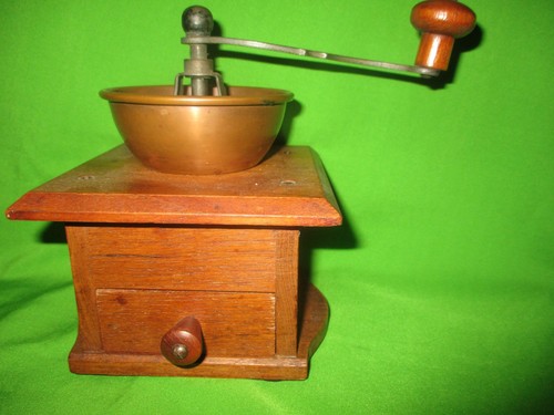 Vintage coffee grinder wooden - coffee,