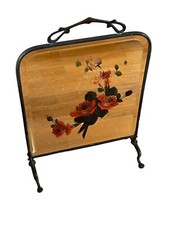 ART NOUVEAU METAL MIRRORED FIRESCREEN WITH ROSE PICTURE