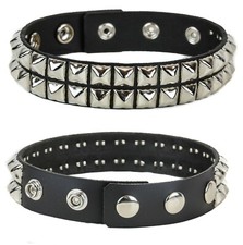 Double Pyramid Studded Leather
