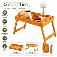 Foldable bamboo laptop table - bamboo,