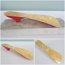 Vintage Celluloid Shoe Horn 1930s Heeded Slipper Shaped Marbled Painted Novelty